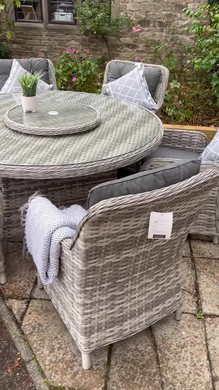 Rattan Garden Furniture Round Table 6 Rattan Chairs Etsy