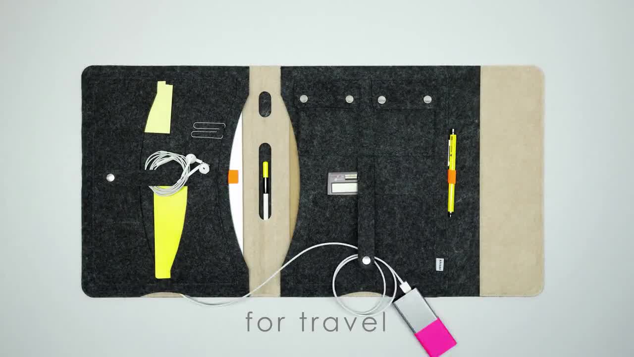 RÅVARE Stilvoller Filz-Organizer für iPad 12.9, puristische Businessmappe,  minimalistischer Reiseorganizer