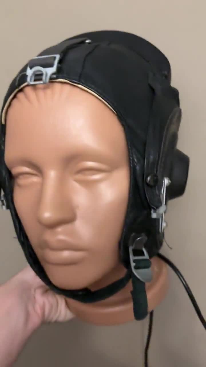 ソビエト冬用レザーパイロットヘルメット ソ連ヴィンテージ航空