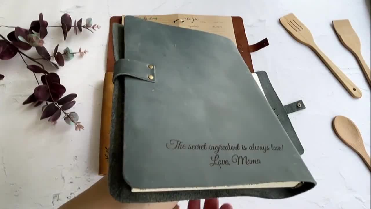 ubjva Personalized Recipe Book Custom Engraved Leather Recipe Book to Write  in Your Own Recipes Family Cookbooks Journal for Mom Dad Wife Daughter