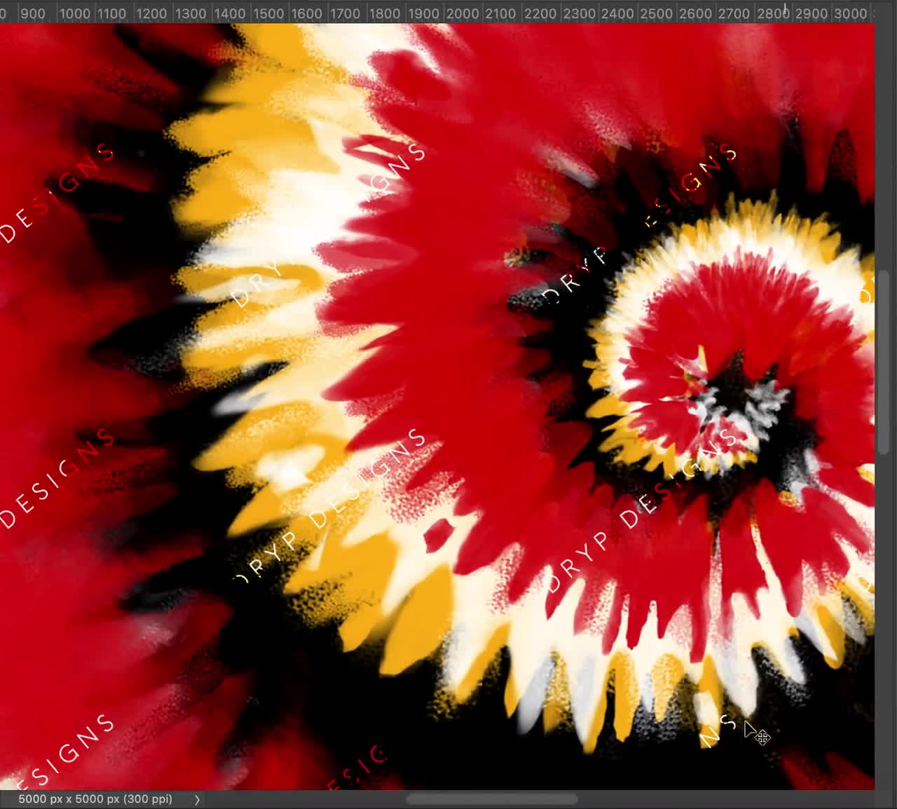 Red + Gold + White Tiedye Swirl Background — drypdesigns