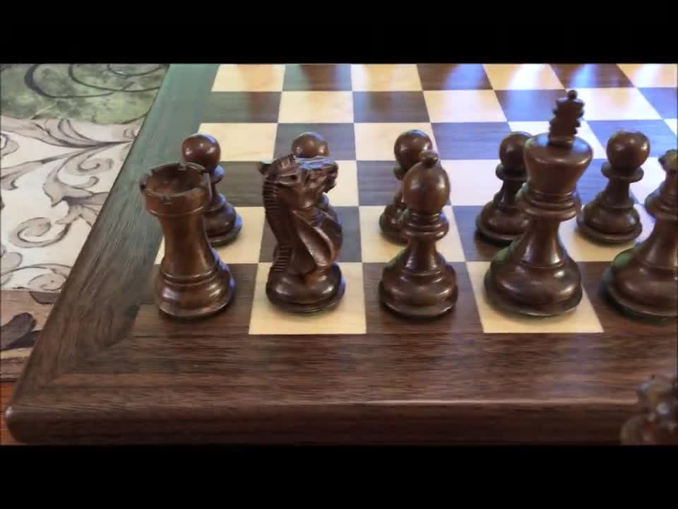 Tournament size wooden chess board with carved border and wooden pieces —  Three Trees Workshop