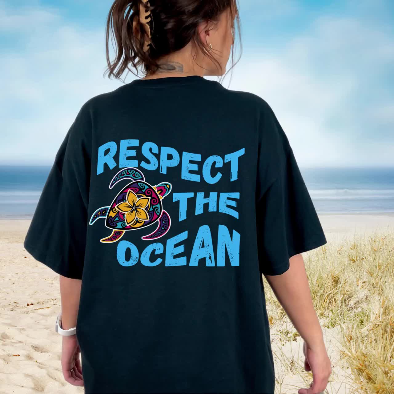 Respect The Ocean Sea Turtle Comfort Colors® Tshirt – Meaningful Tees Shop