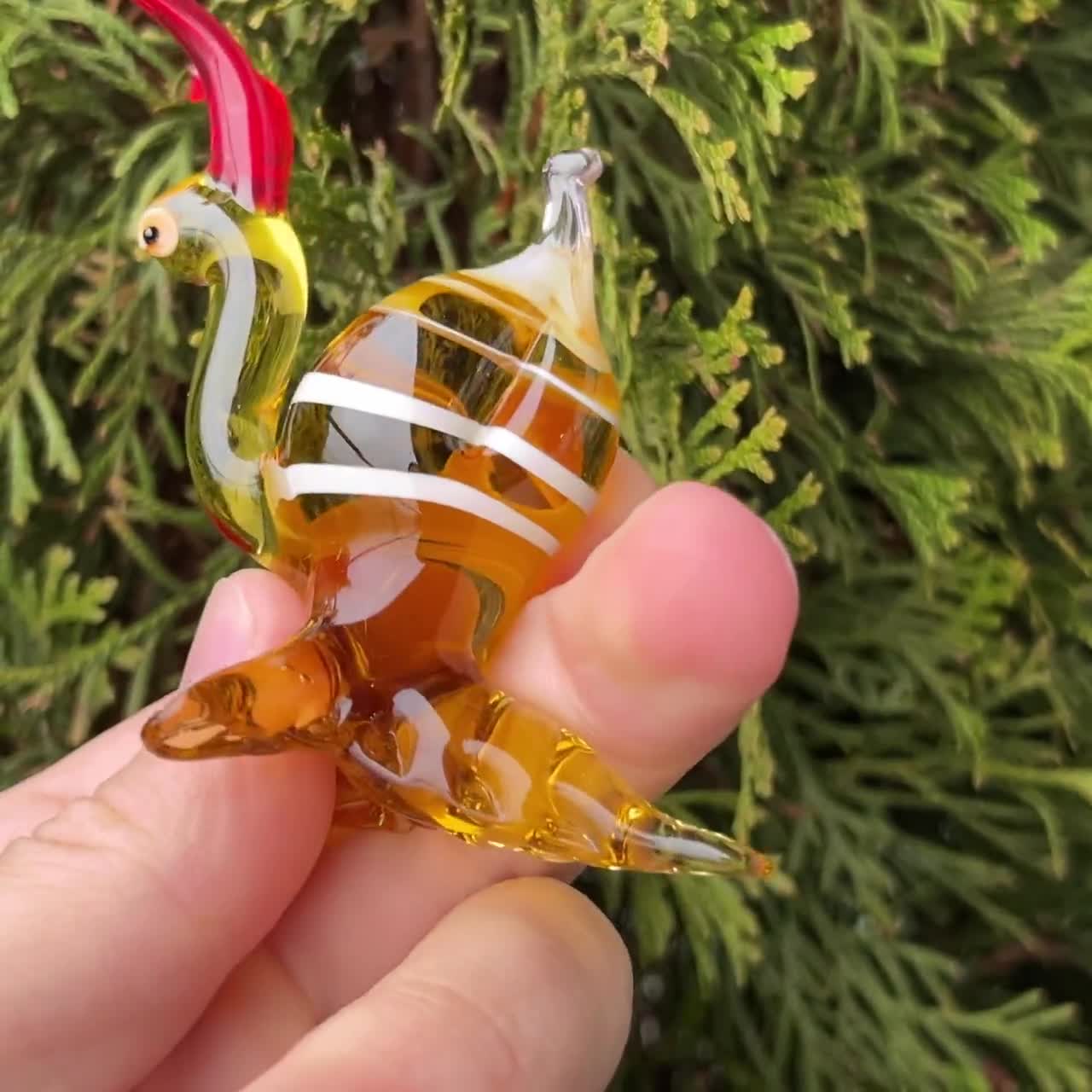 黄色のガラス製カタツムリの置物、ミニチュア手吹きガラスアート動物