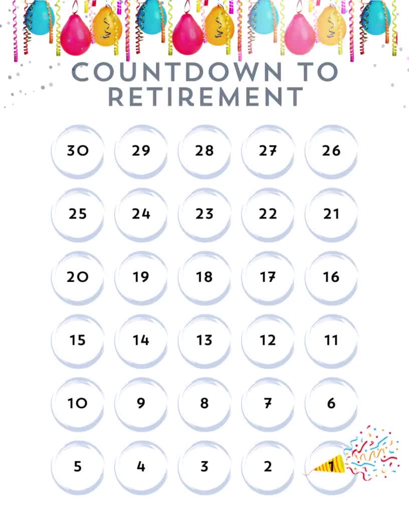 30 Day Retirement Countdown Calendar, Retirement Celebration, Retirement Planning Download and Print A4 & US Letter Size - Etsy 30-day-retirement-countdown-calendar-retirement-celebration-retirement-planning-download-and-print-a4-us-letter-size-etsy