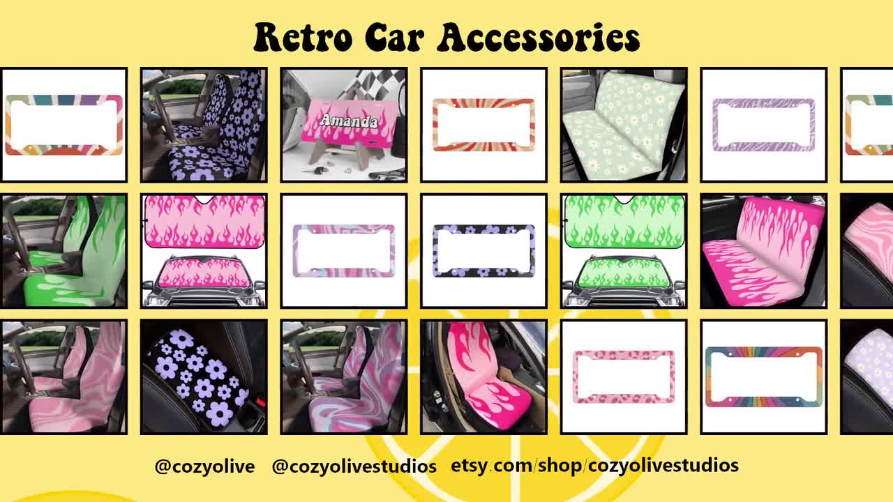 Purple Swirl Retro Groovy Back Seat Covers | Y2K Car Accessories |  Aesthetic Womens Car Accessories | Gift for Her