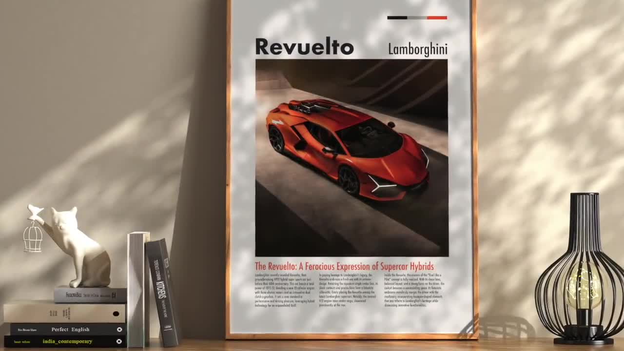 Printable Lamborghini Revuelto Poster Cool Super Car Wall Art Fast