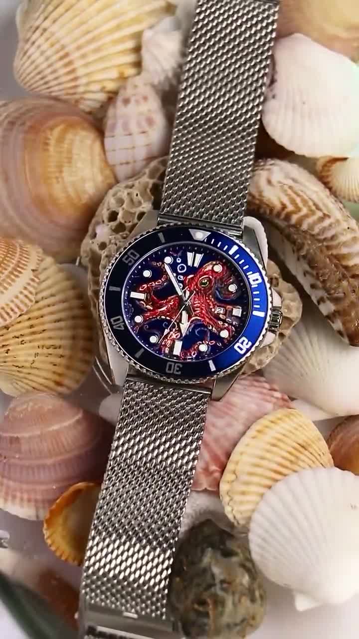 Custom Hand-painted Casio Watch MDV-106 Duro Marlin + Bracelet