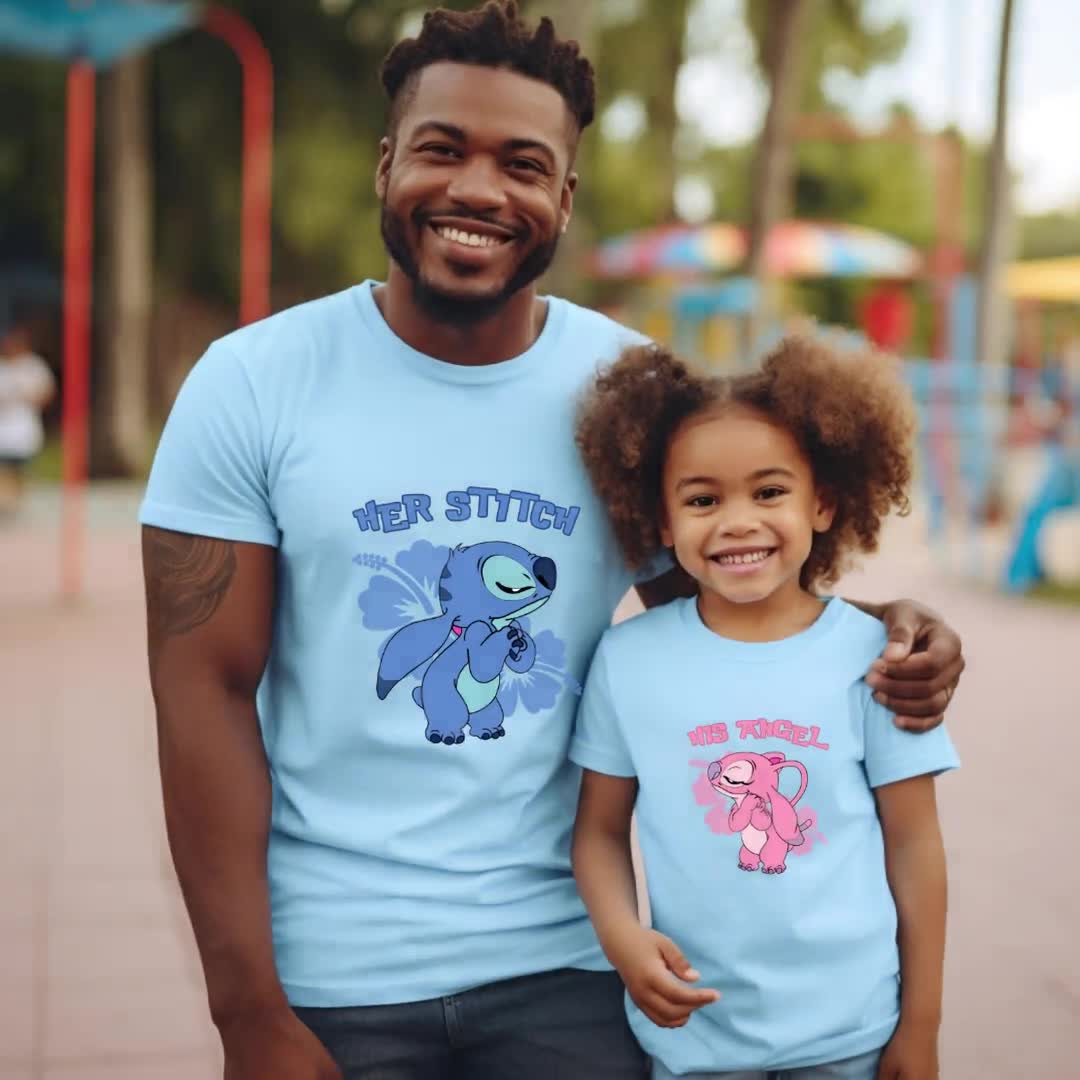 Disney Stitch and Angel T-Shirt, Cotton Unisex Shirt, Birthday Gift for Fans, Valentine's Day Couple Matching Tee, His Her Tee video poster
