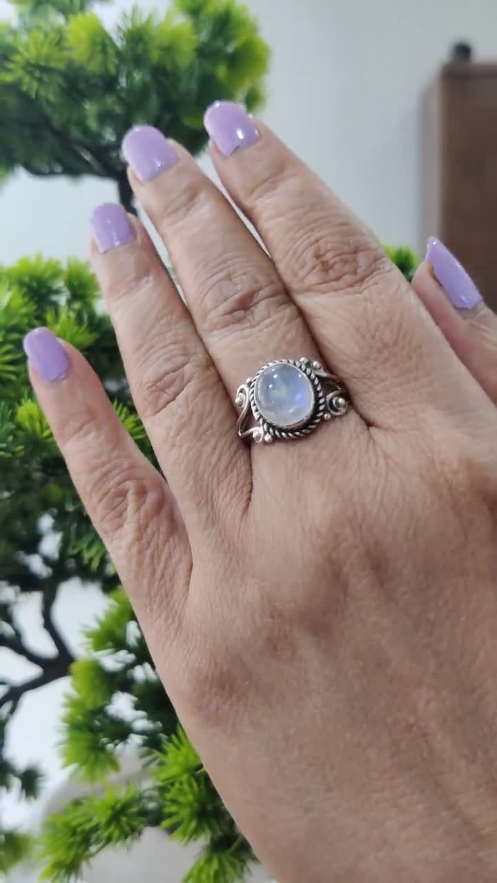 Boho-Magic Sterling Silver Moon Moonstone Ring for Women Gemstone Boho  Jewelry | eBay