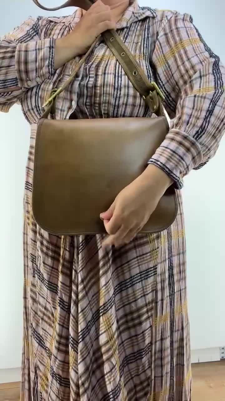 Vintage 80s Coach Stewardess Bag Tan Leather Handbag 9525 Purse