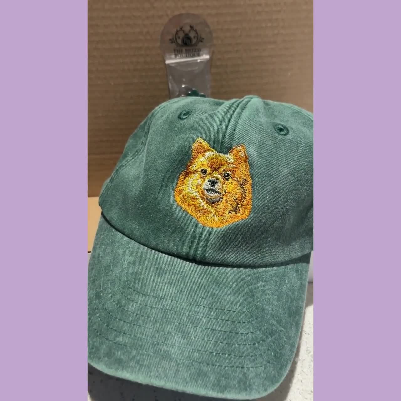 ポメラニアン刺繍入り野球帽 ユニセックス 犬好きの帽子 ギフト