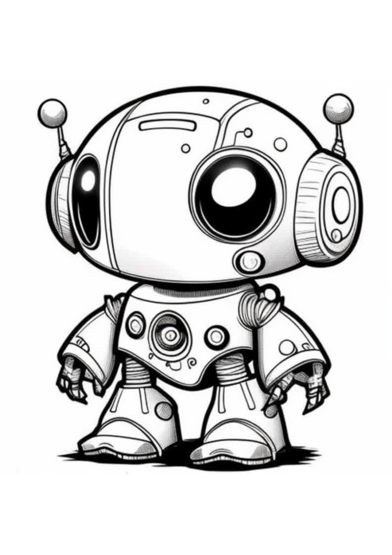 cute robot coloring page