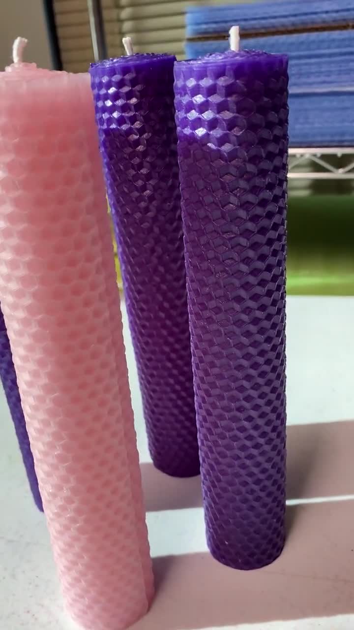 100% Beeswax - Single Hand Rolled Advent Column Candle in Assorted Colors