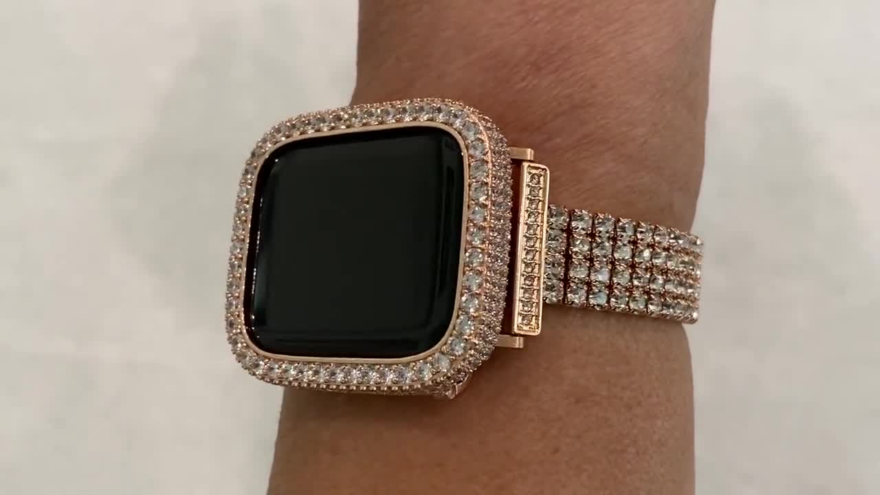 Apple Watch バンド シリーズ 10 ローズゴールド スワロフスキー