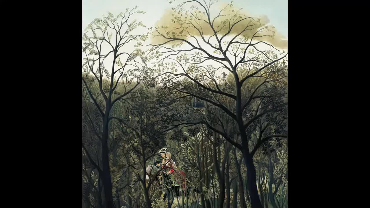 Poster pour porte ou sticker pour porte « Paysage exotique avec des singes  et un perroquet » de Henri Rousseau