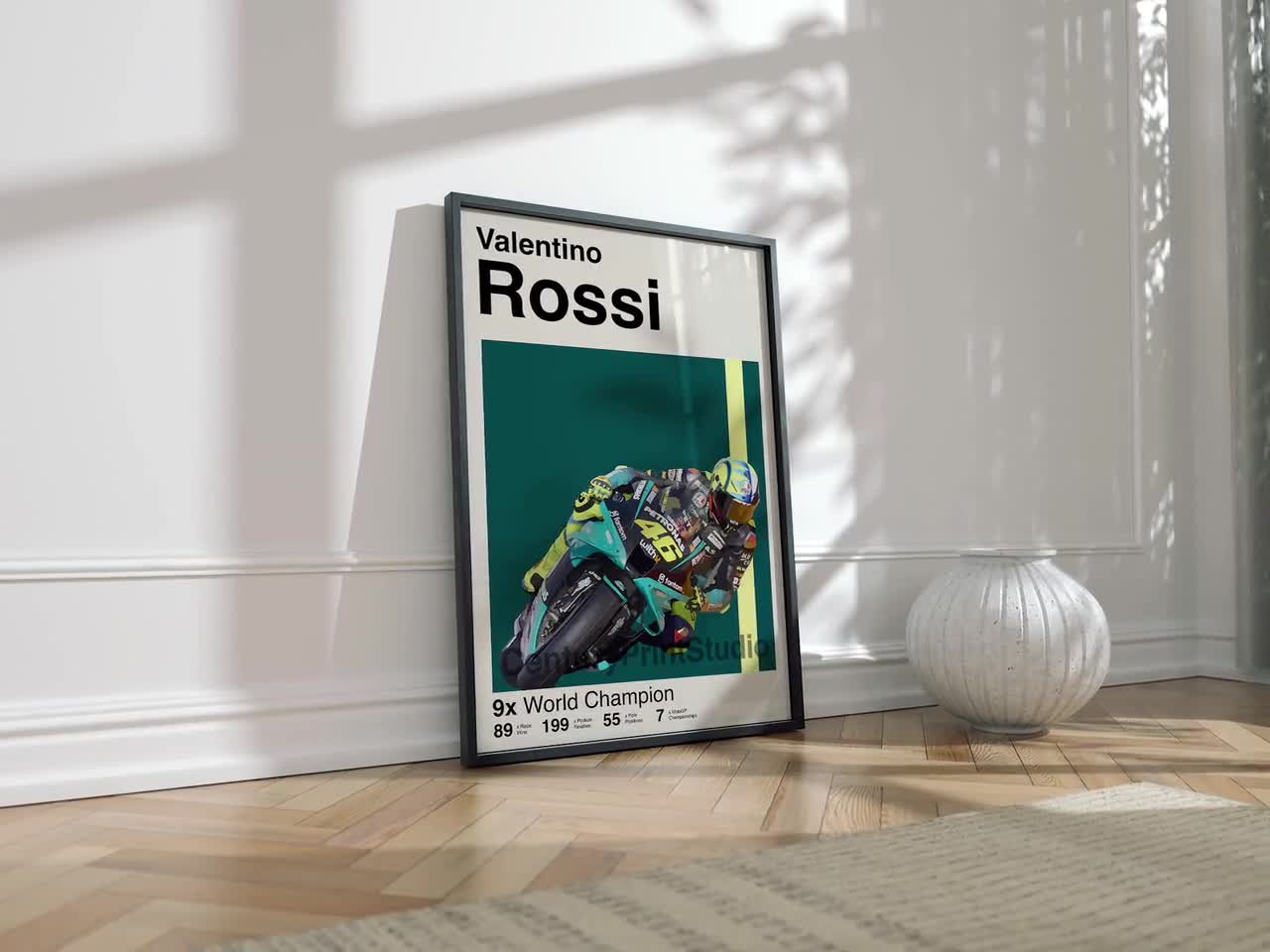 ヴァレンティーノ・ロッシのポスター、MotoGPヤマハのミニマリスト