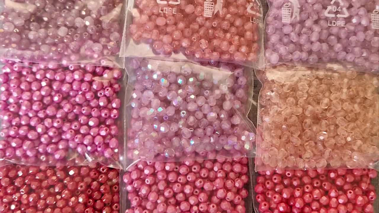 Pink Czech Glass Beads, 4mm Fire Polished Round Spacers (50) - Etsy
