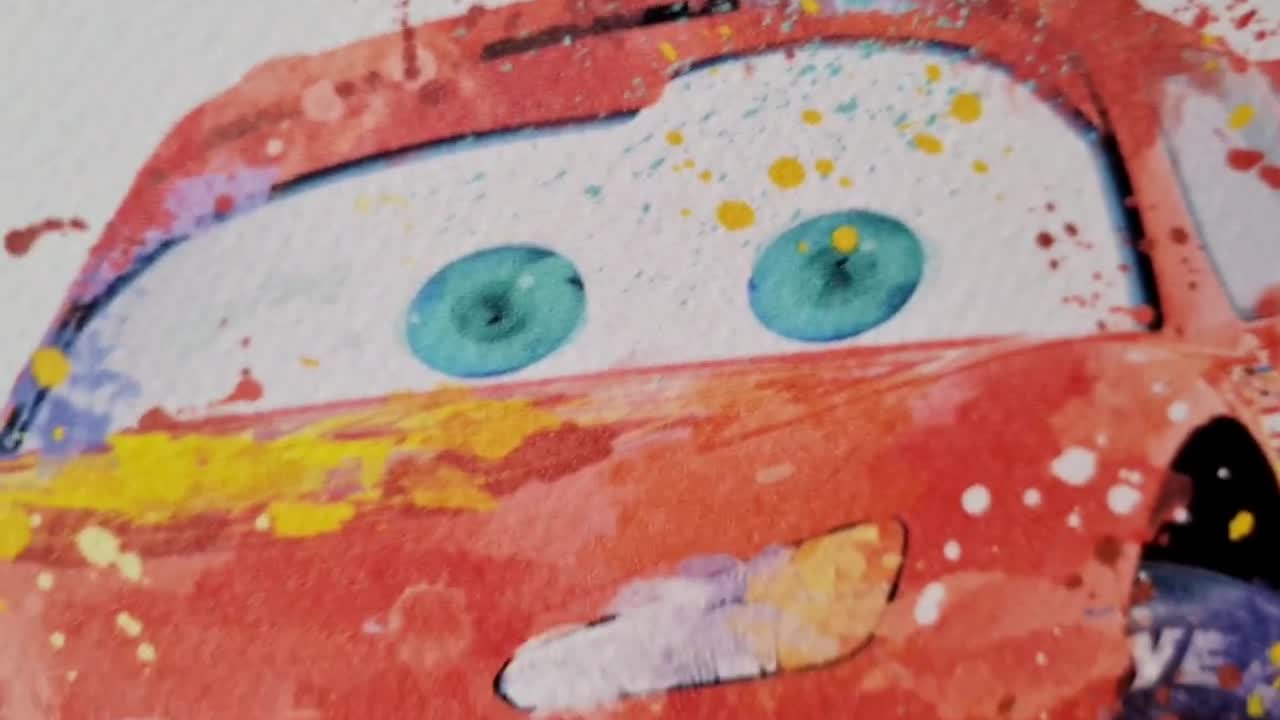 マックイーンの水彩画、カーズ映画ポスター、子供部屋アート - Etsy 日本