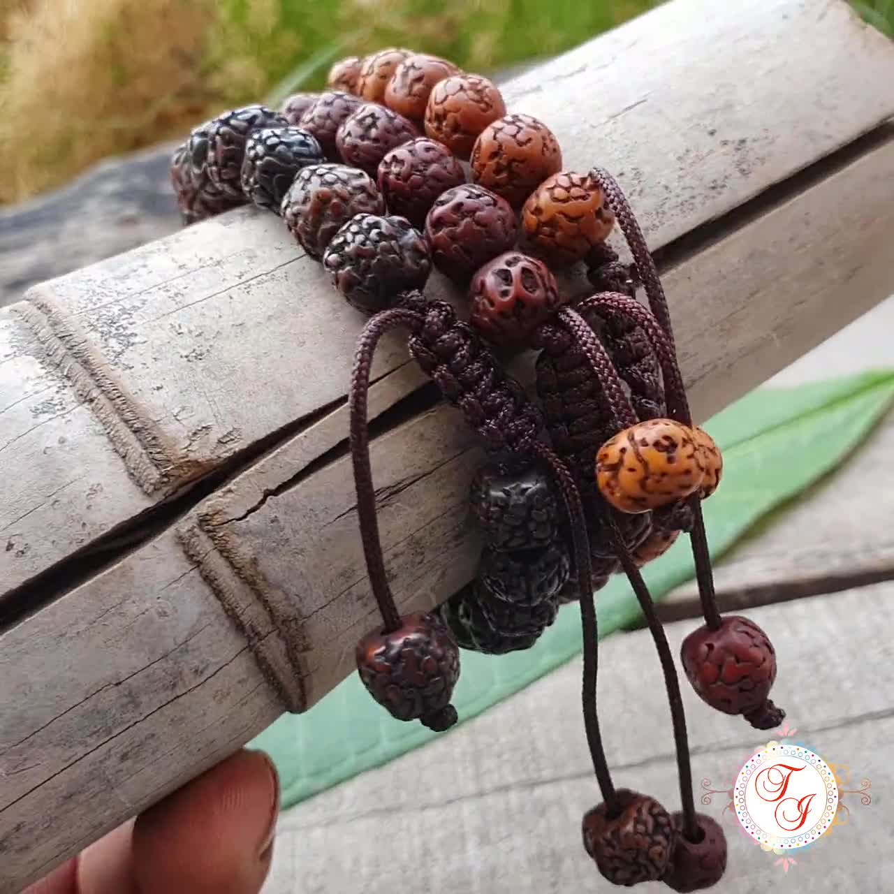 Natural 3 Piece Aged Dark Black Brown Natural Rudraksha Stack