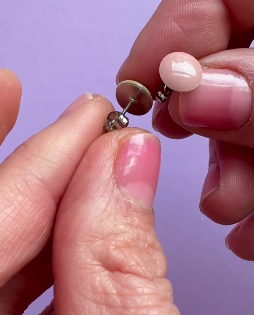 Ceramic Stud Earrings Nude 0.31 inch | Handmade Minimalist Ceramic Earrings | Surgical Steel Studs | Mother’s Day Gift video poster