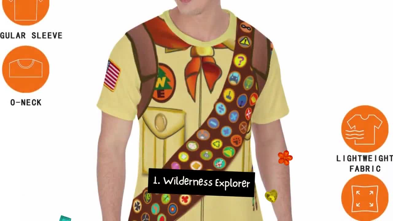 Up movie costume Russell Shirt Wilderness Explorer Costume Disney Up Shirt Run Disney Costume