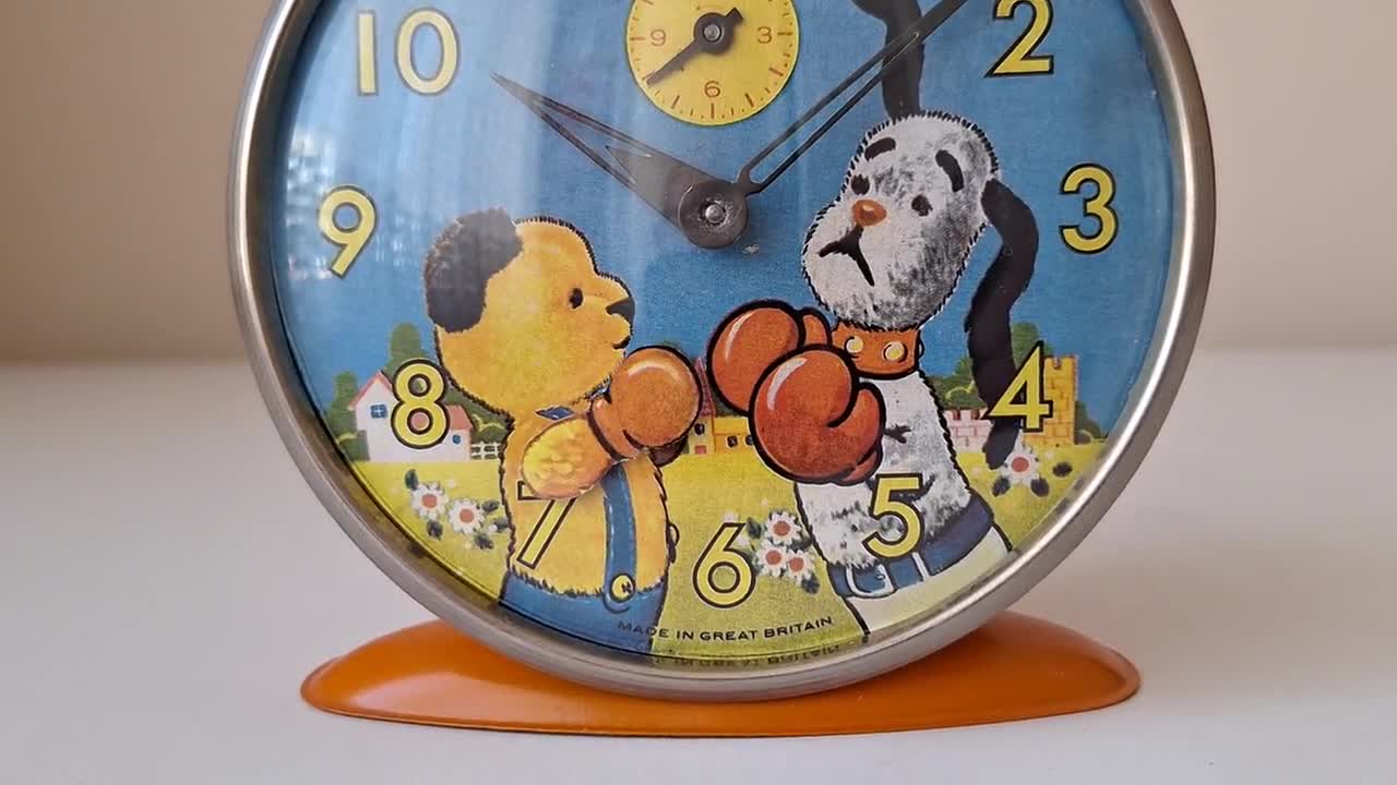 Antique Smiths Sooty and Sweep Alarm Clock, 1950s Collector's