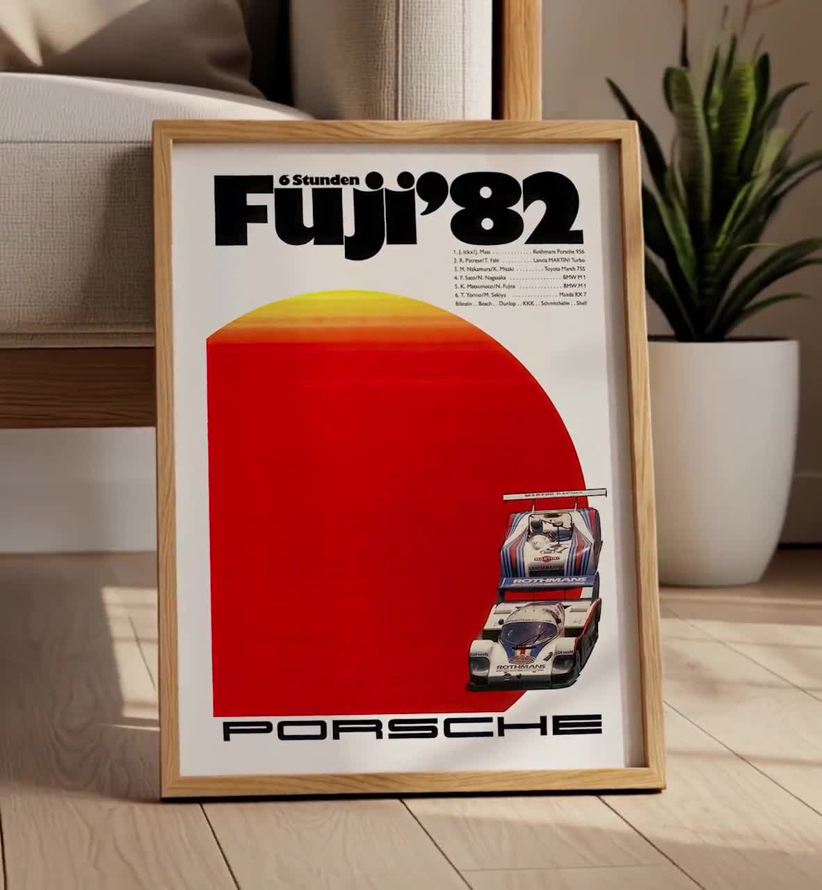 Porsche 956 Poster Fuji 1982 | Vintage 80s Race Car Motorsport
