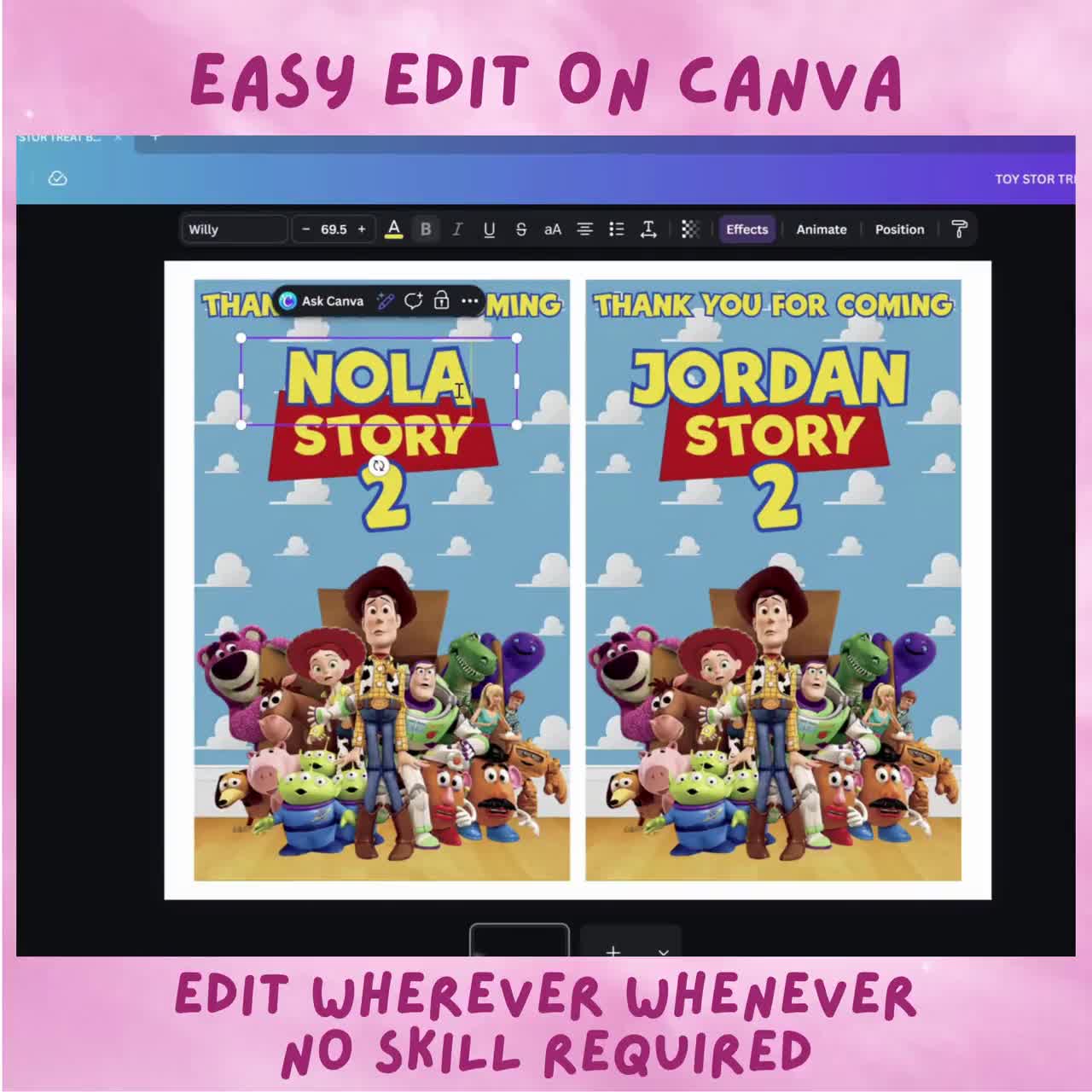Toy Story Treat Bag Label Kids Birthday Party Favor ts1 video poster