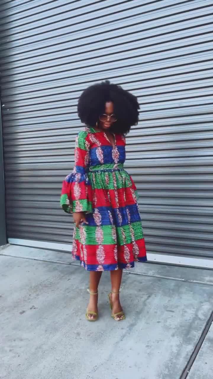 African Dress Print Flare Sleeve - Etsy
