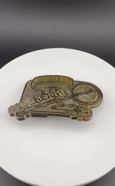 Jackson Bluegrass Belt Buckle Banjo Fiddle Guitar Cast Brass 2.5x3.5 69g video poster