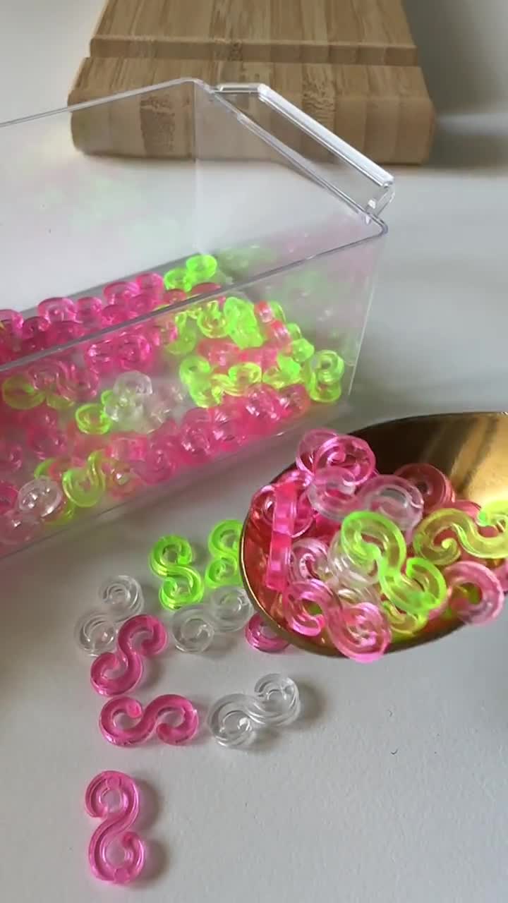 200 Transparent S Clips Hook Clasp, Essential for Loom Rubber Band  Bracelet. 