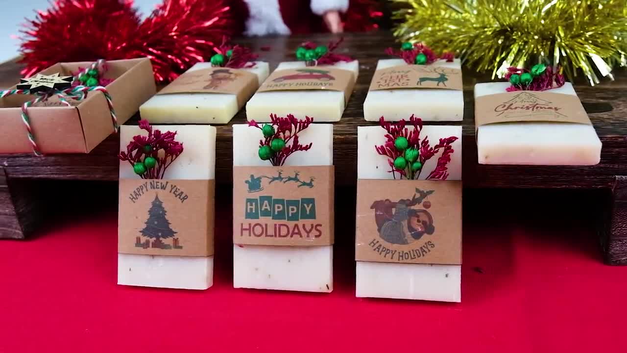 Christmas Scented Soap Favor, Personalized Christmas Gifts, Happy Holiday,  New Year, Merry Christmas Favor Coworker, Custom Christmas Favors, image size:1280x720