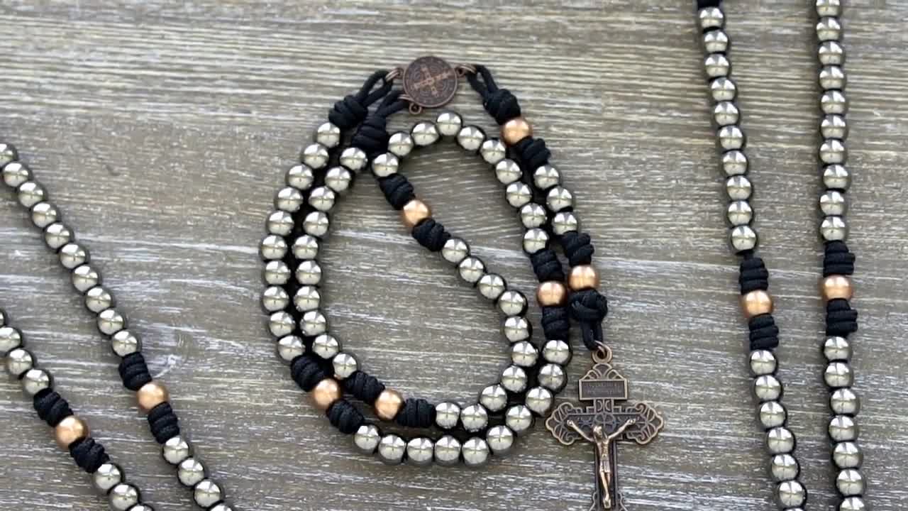 Tan and Gun Metal Paracord Rosary, Catholic Paracord Rosary, Catholic Tan and Gun Metal Paracord Rosary, Unbreakable Rosary shops