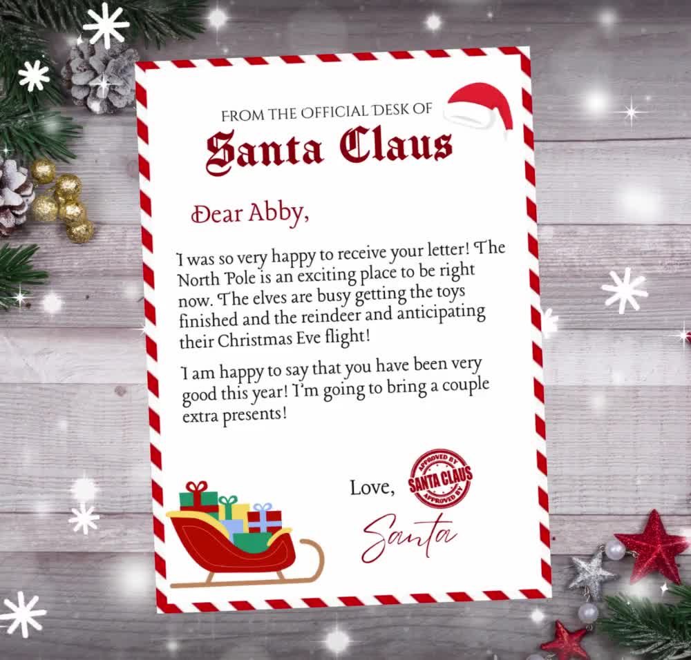 Editable Santa Letter, Printable Letter From Santa, Easy Edit