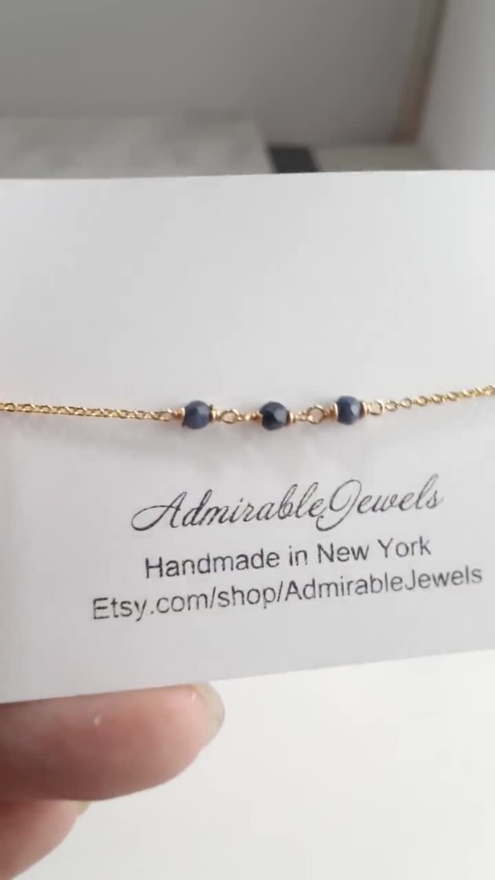 14kt Gold Blue Sapphire Bangle, Sapphire Diamond Bracelet, Solid 14K Gold  Bangle, September Birthstone Bracelet - Etsy