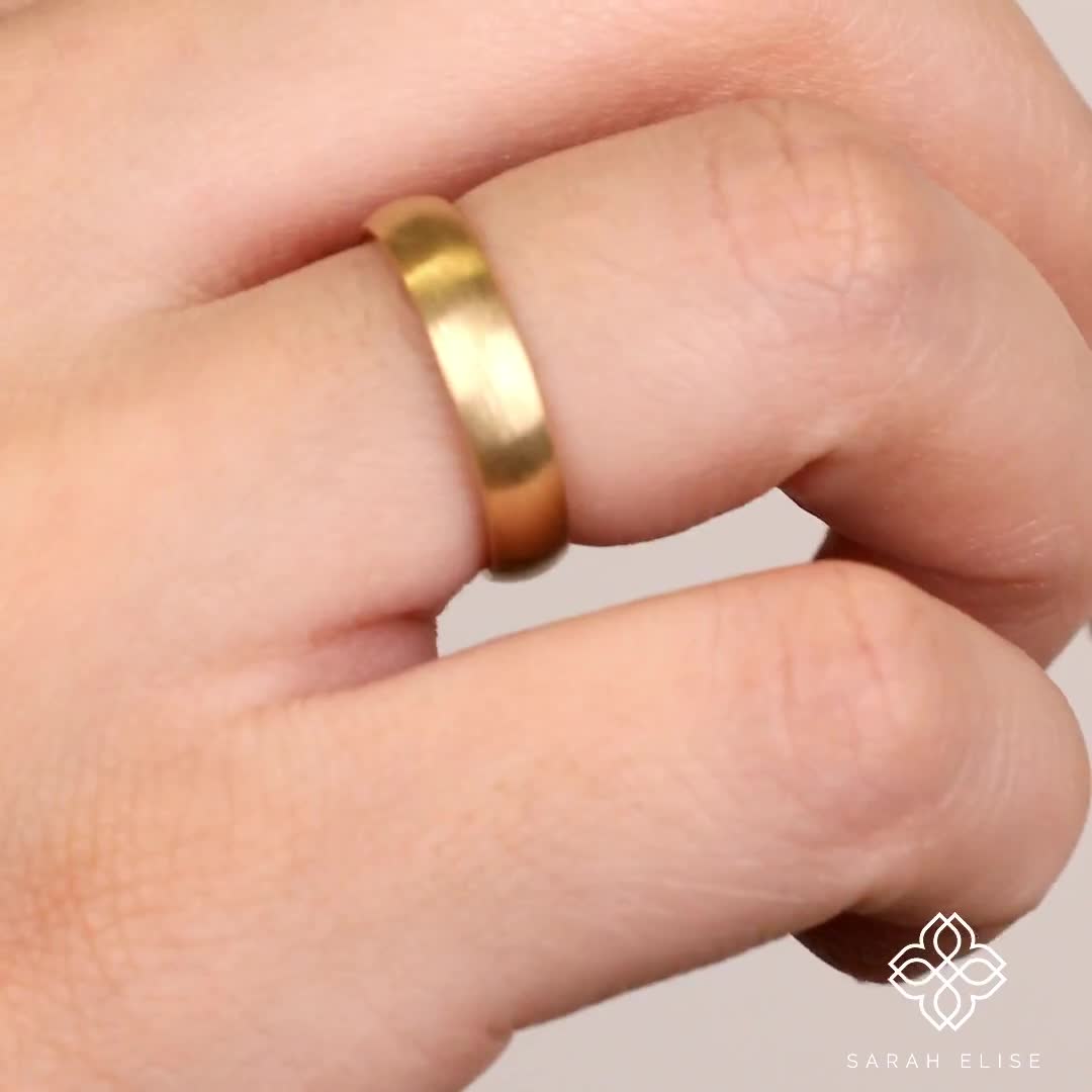 14K ゴールド ウェディング バンド、シンプル ゴールド バンド