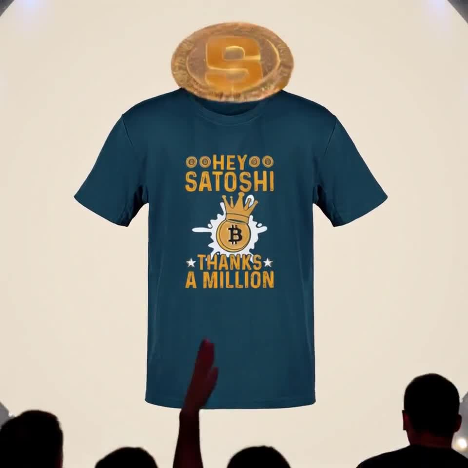 ヘイ・サトシ、ありがとう100万Tシャツ：面白いビットコイン暗号Tシャツ