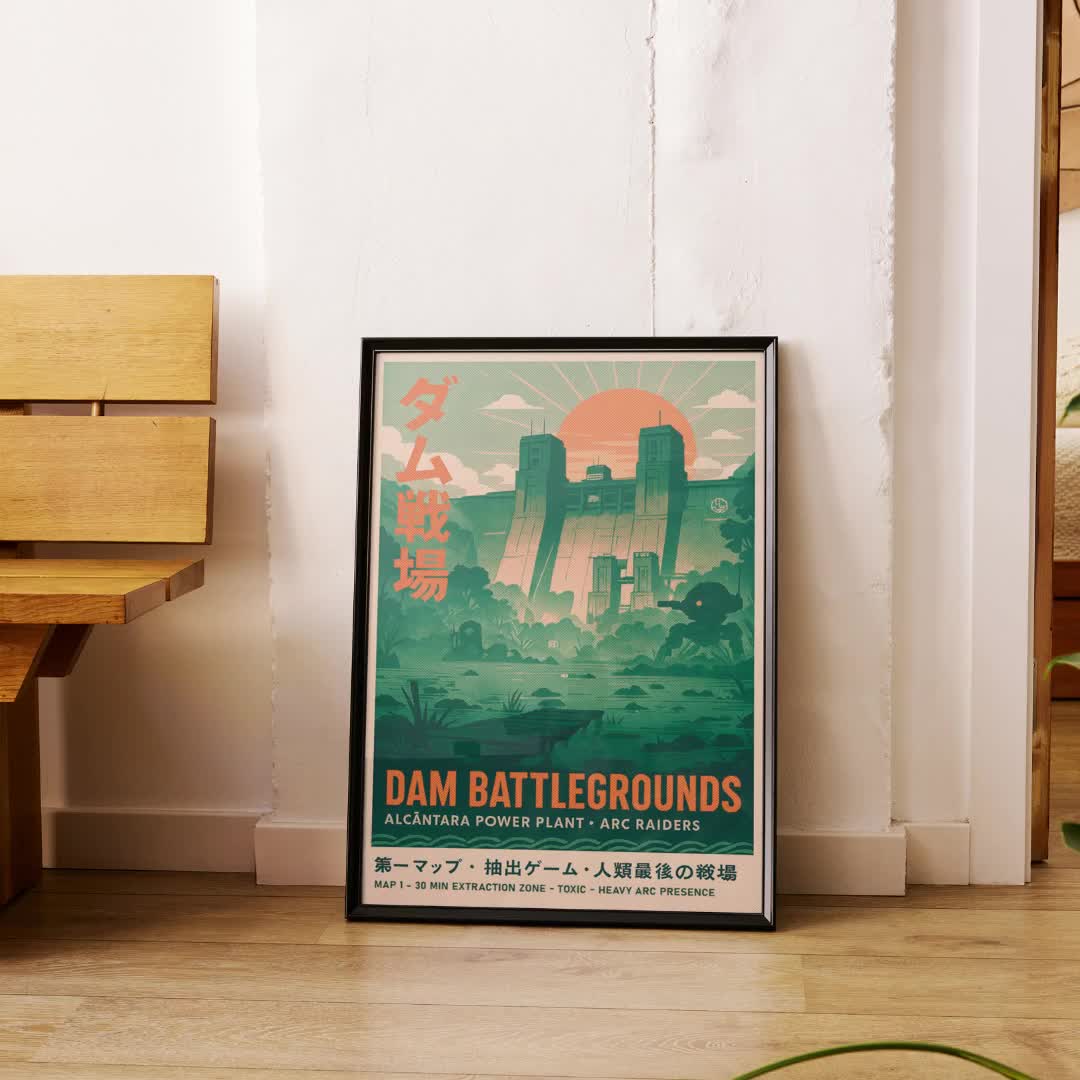 Dam Battlegrounds Poster ARC Raiders, Vintage Japanese Style