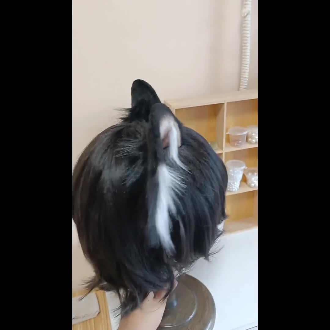Orecchie di gatti pelosi fascia per capelli orecchie di volpi carine orecchie di animali di peluche realistiche copricapo accessorio per Gothics celebrazioni di Cosplays  200000532