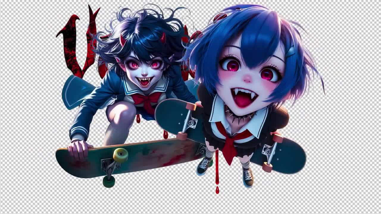 Anime Vampire Girl Portrait PNG Clipart, Humorous Illustration (30 PNG) video poster