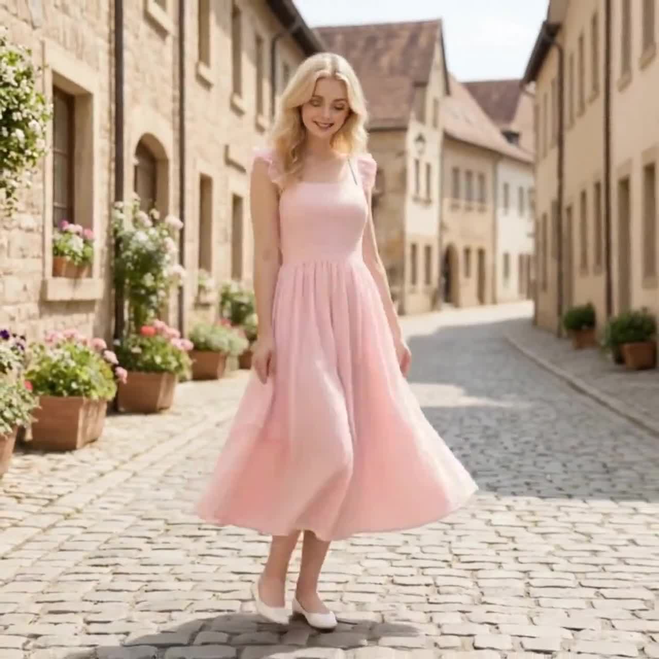 macys floral cocktail dresses Macy Ruffle Midi Dress-Pink Bohemian White Off Shoulder 60-100 length:31 Be the loveliest of