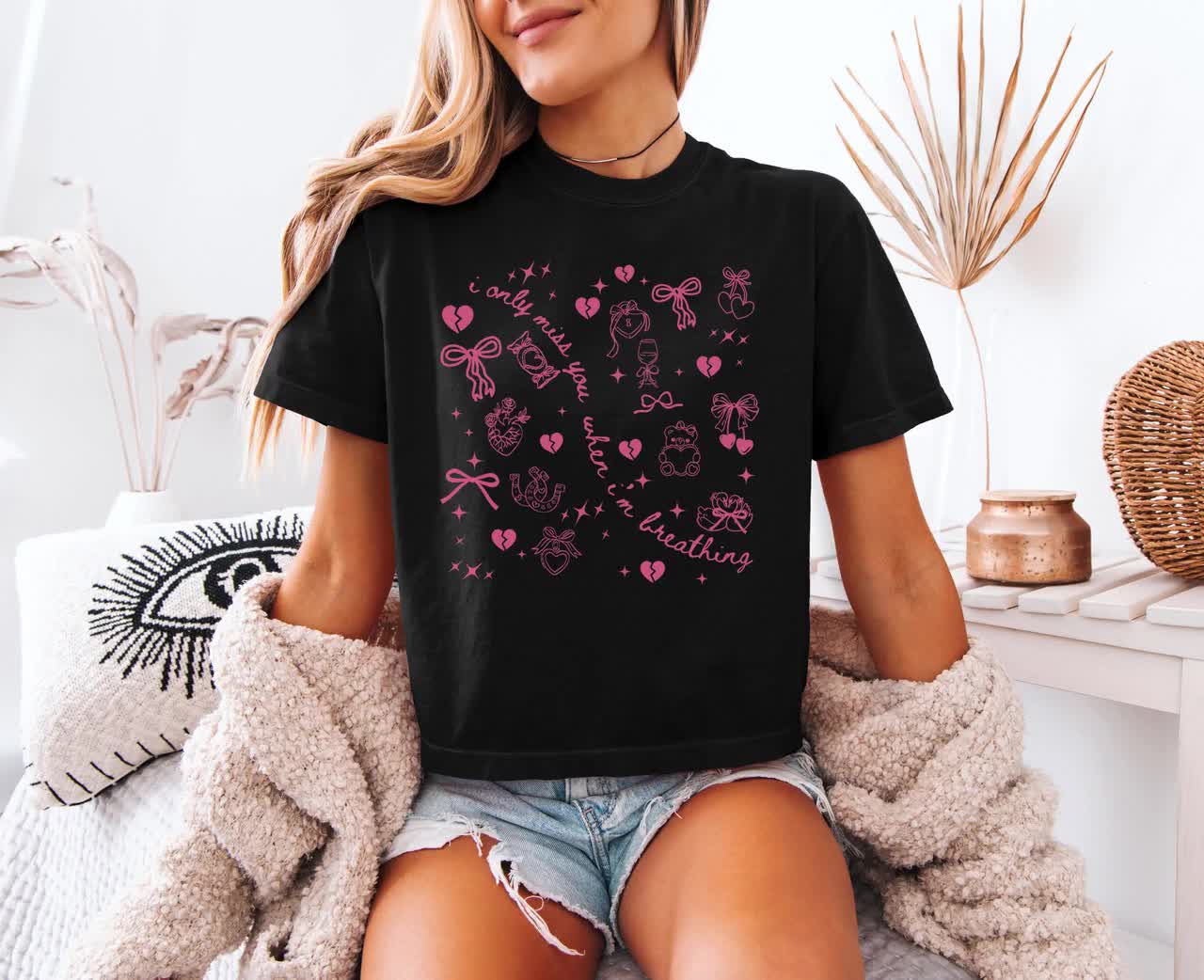 I Only Miss You When I'm Breathing Cloud 9 Emo Cowgirl Comfort Colors Crop Tee Country Concert Outfit video poster