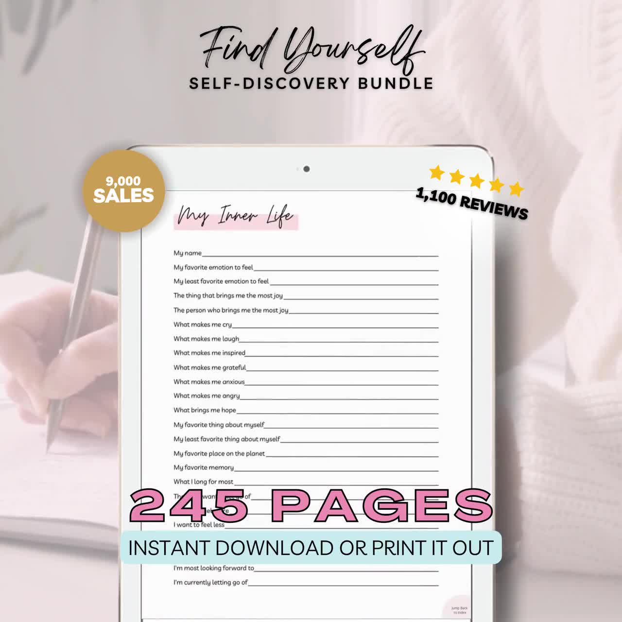 ※br061438※Find Your True-Self Journal Find Yourself Journal Prompts Bundle, Self-discovery & Self-help