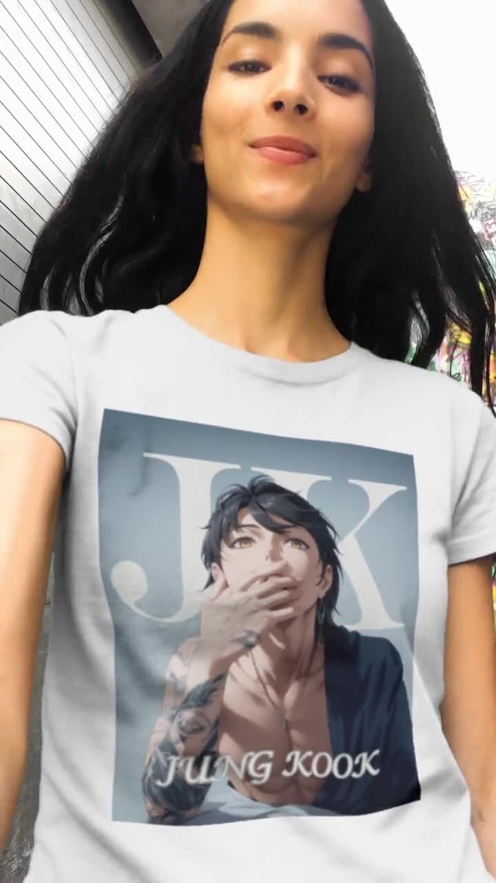 ジョングク アニメ シャツ、BTS シャツ、Kpop シャツ、ファン ギフト
