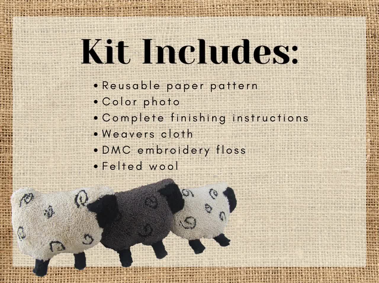 Round Sheep Punch Needle Embroidery Kit - Stitched Modern