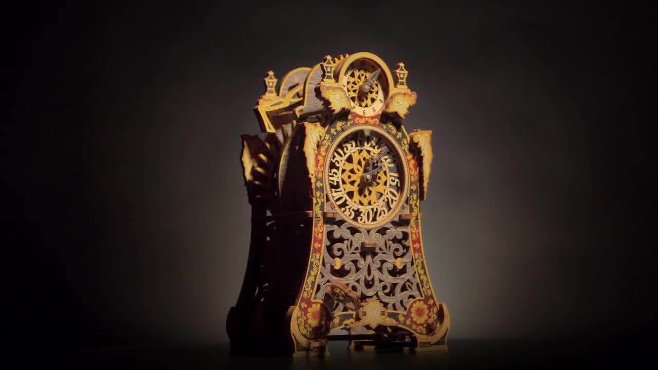 Puzzle 3D Wooden "Magic Clock Limited Edition" Wooden Model Kits For Adults & Teens To Build - Antique Wall Clockwork Mechanism video poster