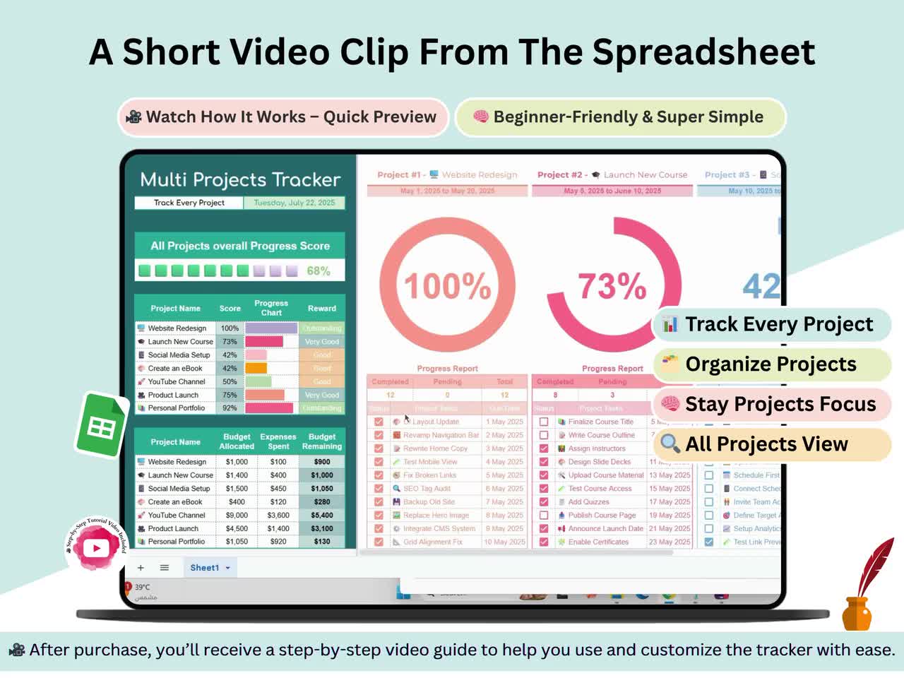 Multiple Projects Tracker - multi projects - projects tracker - multi phase project - project task tracker - project time tracker video poster