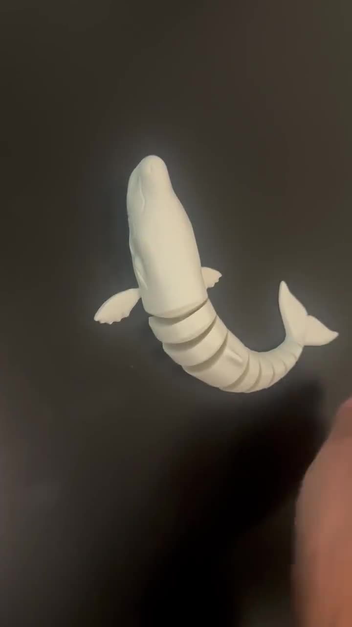 Moby Dick Flexible Toy, Fidget Toy, White Whale, Classic Sea