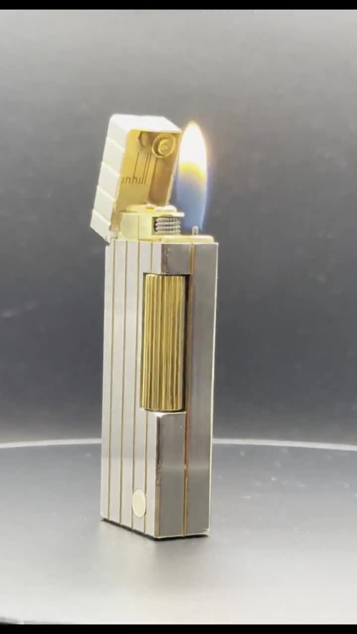Dunhill Vintage WORKING Silver Plated With Gold Stripes RARE Dunhill Vintage WORKING Silver Plated With Gold Stripes RARE